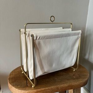 Gold & White Faux Leather Magazine Holder